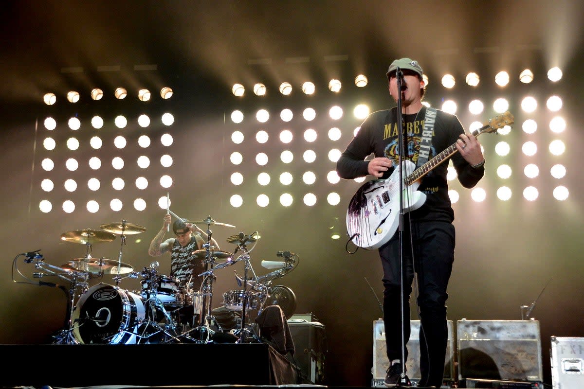 Travis Barker and Tom DeLonge of Blink-182 (Lewis Stickley/PA Archive)