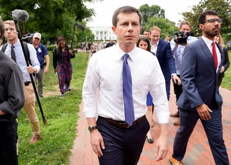 2020 Democratic U.S. presidential candidate Buttigieg attends rally outside the White House in Washington