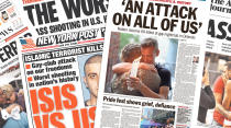 <p>Here is some of the front-page newspaper coverage of the attack from around the world. (newseum.org) </p>