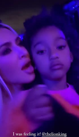 <p>Kim Kardashian/Instagram</p> Kim Kardashian and Chicago West watch 'The Lion King' live concert.