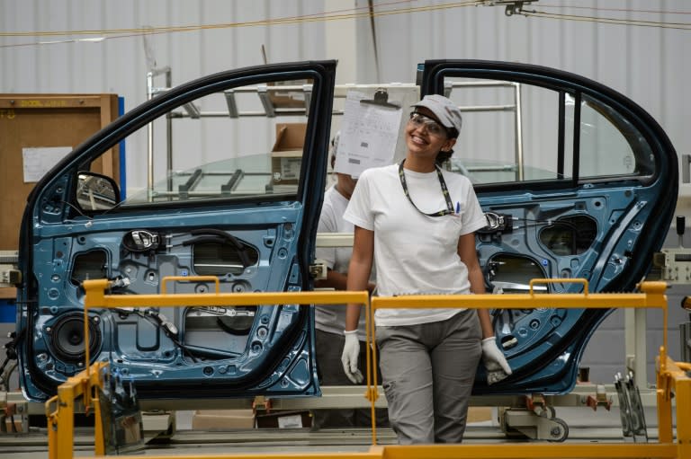 A worker on the assembly line at Nissan's factory in Resende, 160 km west of Rio de Janeiro, Brazil, on Februrary 3, 2015