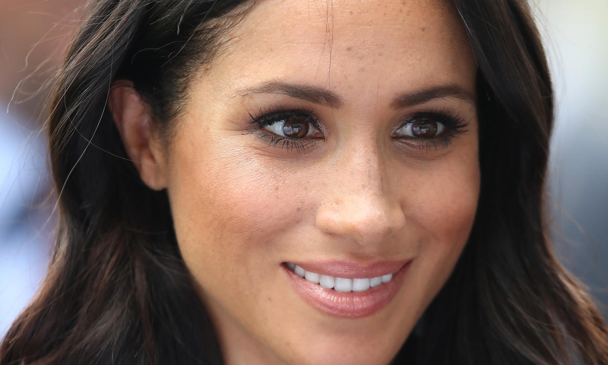 The Duchess of Sussex is fond of a smokey eye and neutral lip. [Photo: Getty]