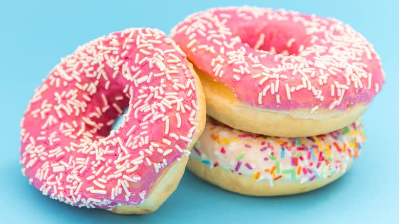 Pink frosted donuts