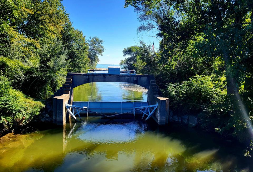 The Tainter gate near the entrance of the Black River Canal is shown closed on Thursday, Aug. 31, 2023. It was expected that the gate and canal would be open to boaters following another dredging session in time for Labor Day weekend.