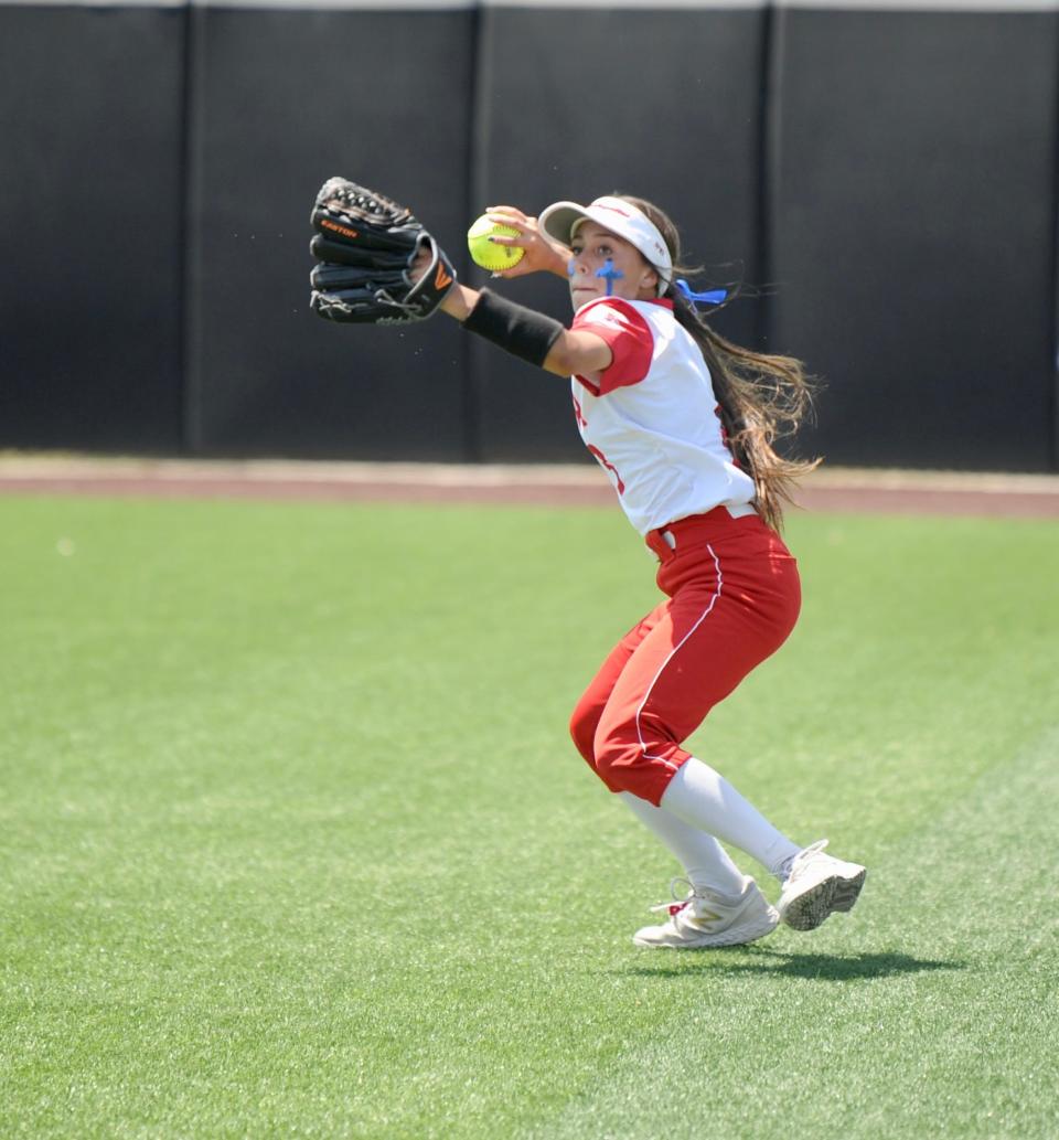 Coahoma's Neveah Kerby throws to first base against Holliday.