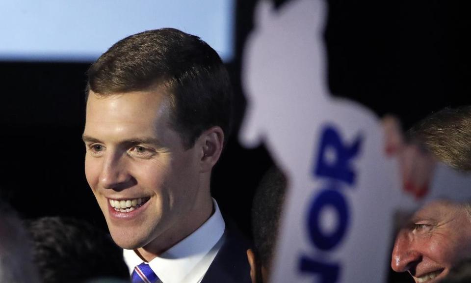 Conor Lamb with his supporters at his election night party in Canonsburg, Pennsylvania early Wednesday.