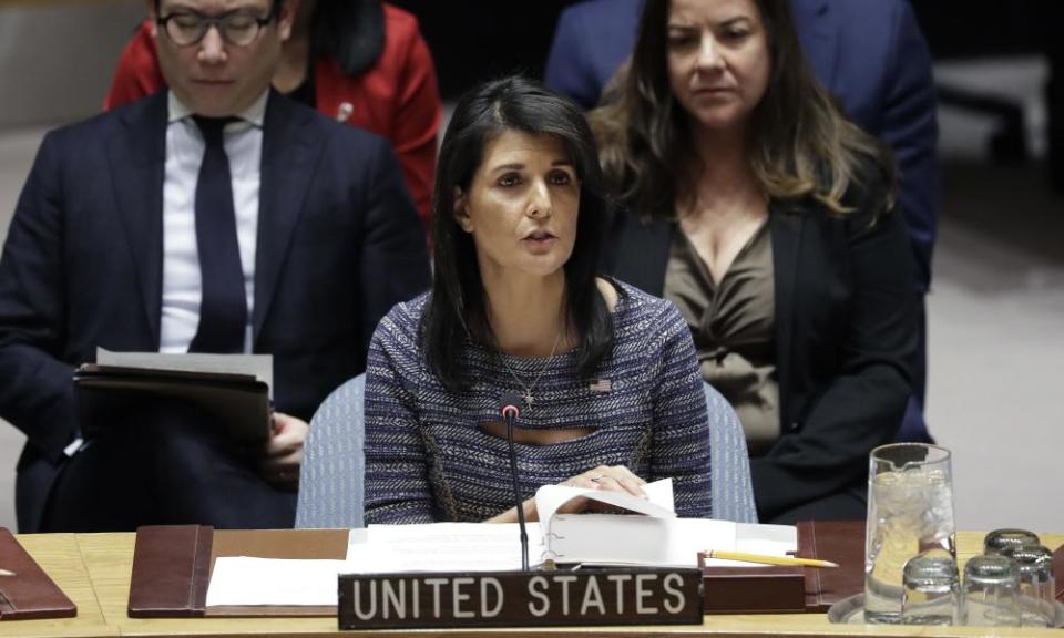 Nikki Haley at United Nations headquarters on 22 December 2017.