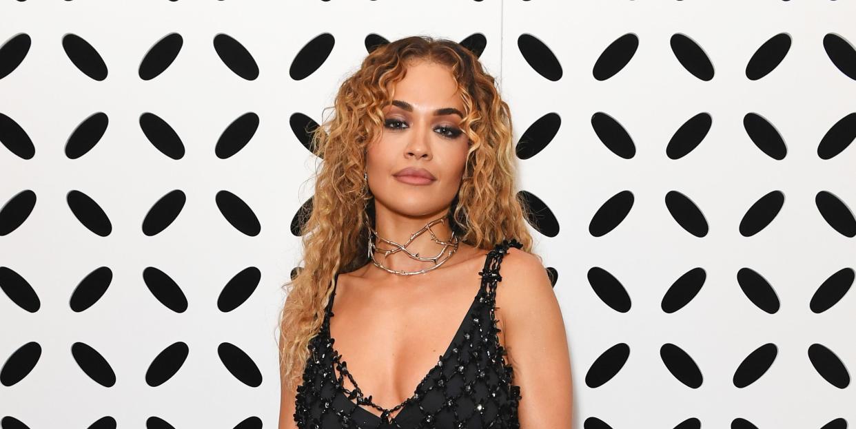 rita ora see through netted dress