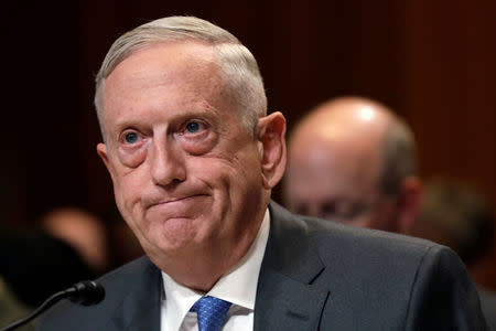 U.S. Defense Secretary James Mattis pauses as he testifies before the Senate Appropriations Defense Subcommittee hearing on funding for the Department of Defense, on Capitol Hill in Washington, U.S., May 9, 2018. REUTERS/Yuri Gripas