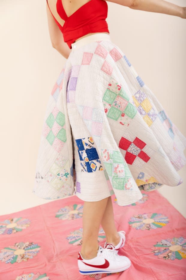 Carleen Quilt Skirt, $575, <a href="http://www.carleen.us/all/quilt-skirt-xs" rel="nofollow noopener" target="_blank" data-ylk="slk:available here;elm:context_link;itc:0;sec:content-canvas" class="link ">available here</a>.