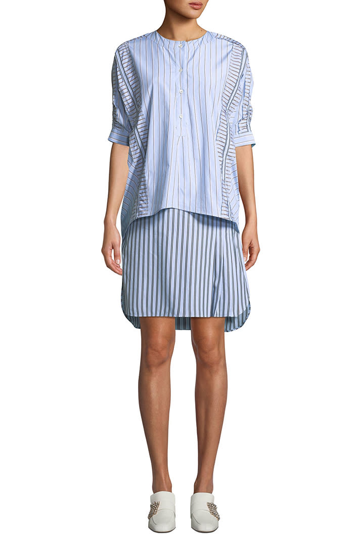 Consider this a two-in-one. <em>Carven layered shirt dress, $650 at <a href="https://www.bergdorfgoodman.com/Carven-Striped-Layered-3-4-Sleeve-Shirtdress/prod138330016/p.prod" rel="nofollow noopener" target="_blank" data-ylk="slk:Bergdorf Goodman;elm:context_link;itc:0;sec:content-canvas" class="link ">Bergdorf Goodman</a></em>