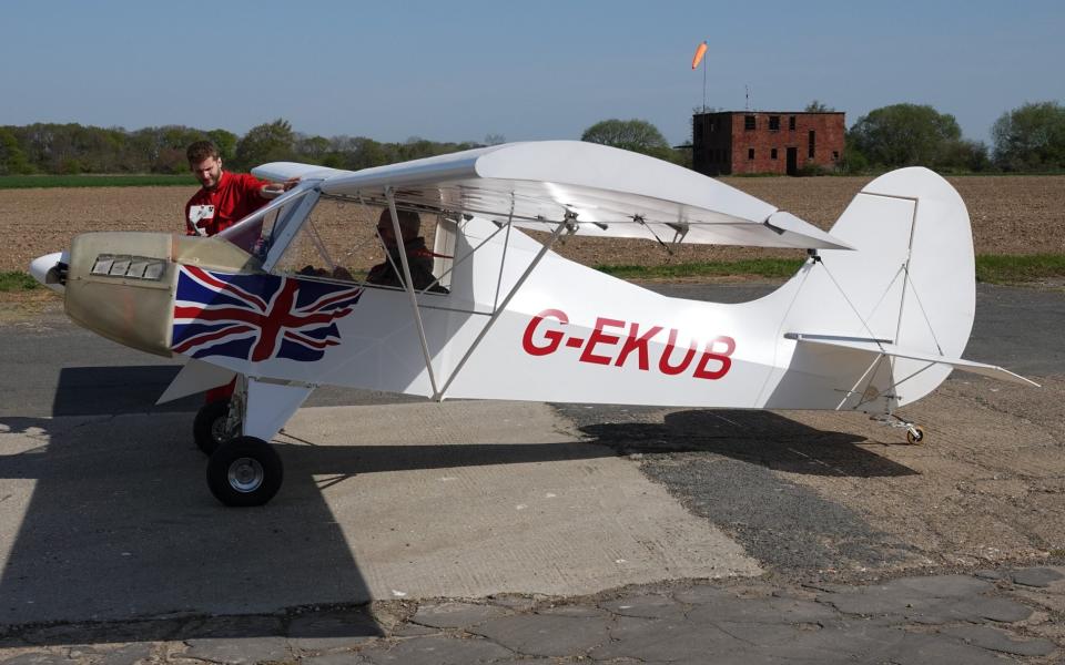 Guy Gratton, has now taken the electric Sherwood eKub on five flights around the airfield in Little Snoring - nabEl Consortium / SWNS 