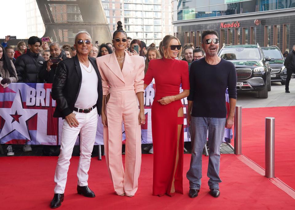 (left to right) Bruno Tonioli, Alesha Dixon, Amanda Holden, and Simon Cowell, arriving for the Britain's Got Talent auditions, at The Lowry hotel, in Salford, Manchester. Picture date: Wednesday February 8, 2023.