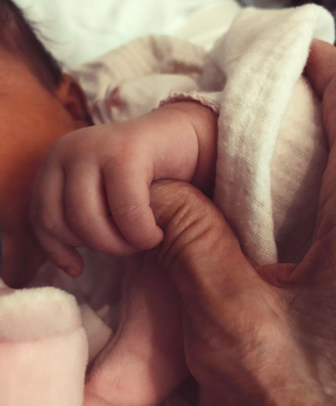 <p>“I mean.. does it get any better than this?” asked Kylie along with a second photo of M.J. holding Stormi’s dainty little hand. FYI: We’re still waiting for photos of Aunt Kim and the baby’s dad, Travis Scott, having snug sessions with Stormi. And how about Grandma Kris? (Photo: <a rel="nofollow noopener" href="https://www.instagram.com/p/BgNhHjWFj5m/?hl=en&taken-by=kyliejenner" target="_blank" data-ylk="slk:Kylie Jenner via Instagram;elm:context_link;itc:0;sec:content-canvas" class="link ">Kylie Jenner via Instagram</a>) </p>