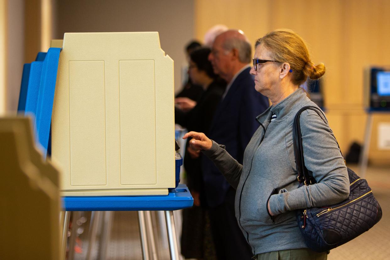 Anne Reasons votes at the St. Joseph County Public Library on Tuesday, May 7, 2024, in South Bend.