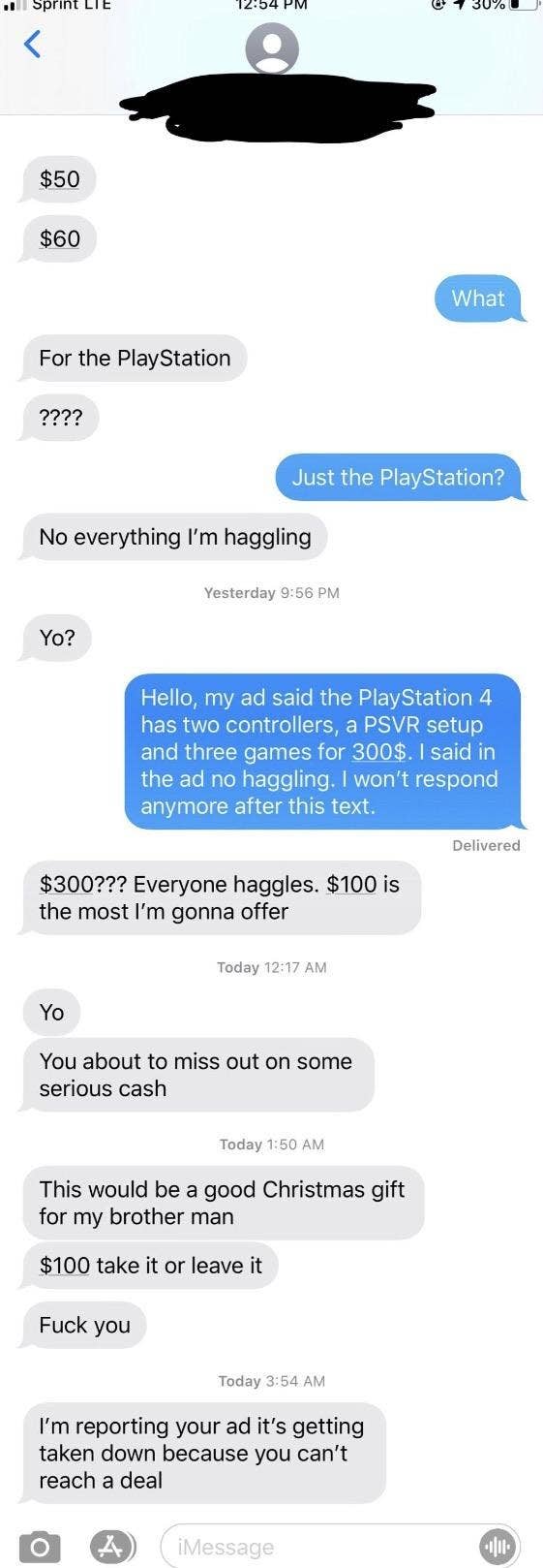 "Not everything I'm haggling"