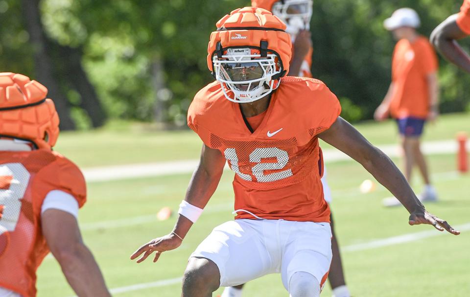 Clemson cornerback Corian Gipson (12) during Clemson football practice at Jervey Meadows in Clemson, S.C. Friday August 7, 2024.