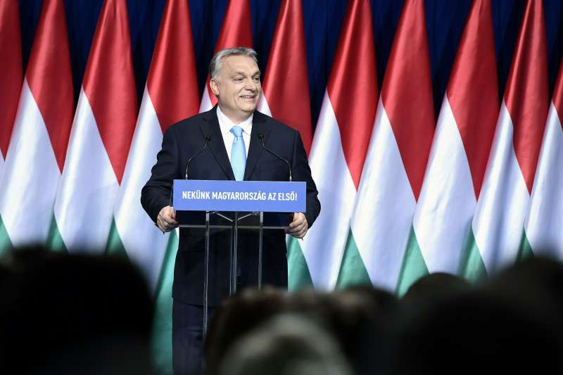 2019年2月10日，匈牙利總理奧爾班（Viktor Orbán）在首都布達佩斯發表年度國情咨文。（AP）