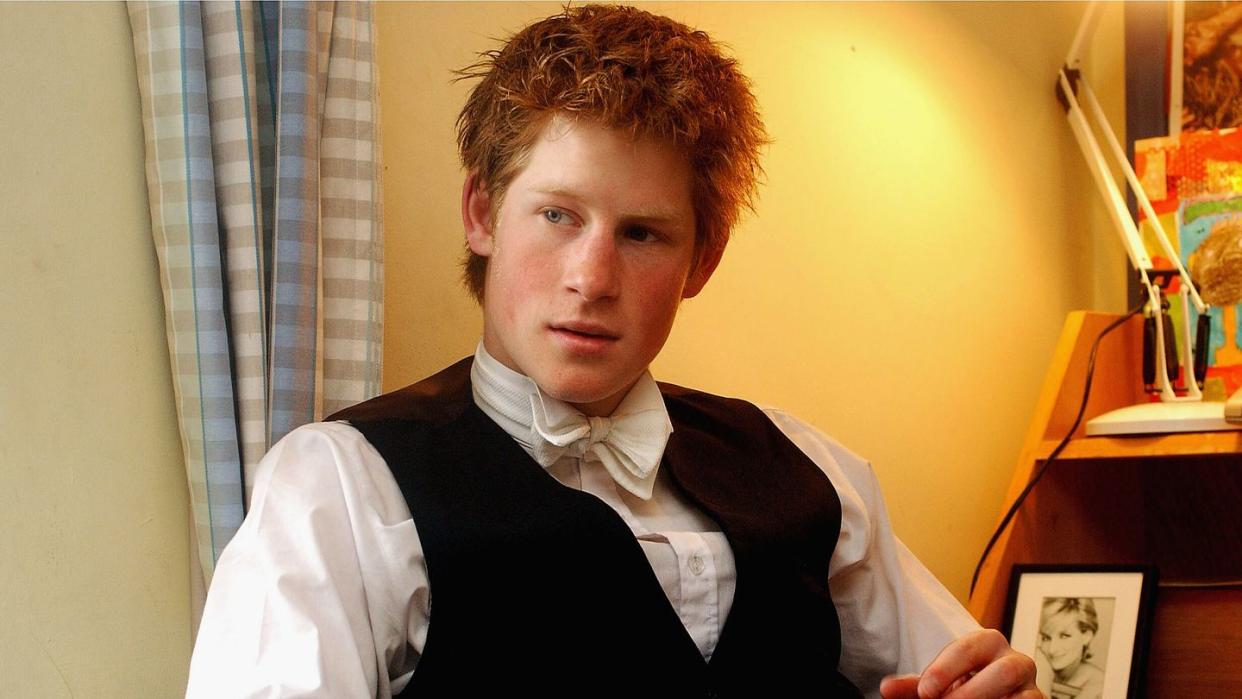 prince harry relaxes in his room at eton college in march 2003