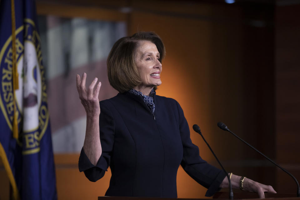 House Democratic leader Nancy Pelosi of California holds a news conference at the Capitol in Washington, Thursday, Dec. 13, 2018. Pelosi has all but ensured she will become House speaker next month, quelling a revolt by disgruntled younger Democrats by agreeing to limit her tenure to no more than four additional years in the chamber's top post. (AP Photo/J. Scott Applewhite)