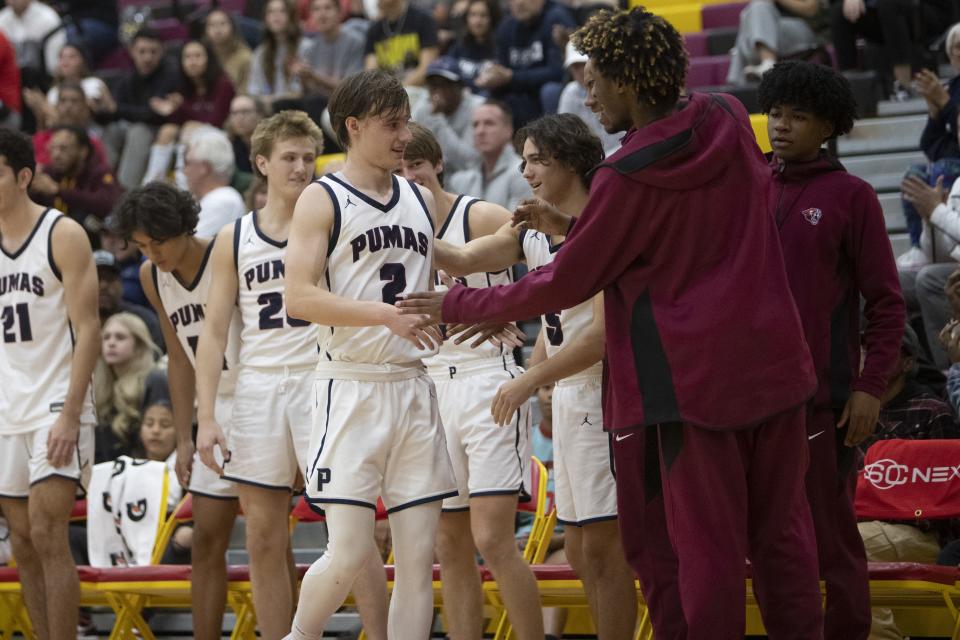 Dec. 10, 2022, Scottsdale, Arizona, USA; Perry High School guard Barron Silsby (2) is taken off the court during the 4th quarter. He went on to win MVP of the game. Mandatory credit: Angelina Steel/ The Republic