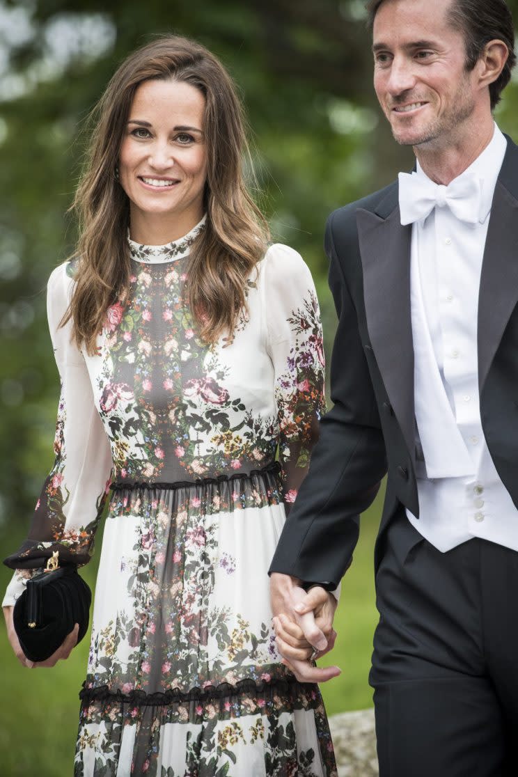 <i>Pippa donned a mega-expensive Erdem gown for the occasion [Photo: Rex]</i>