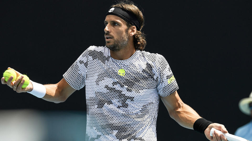 Spain's Feliciano Lopez (pictured) looking confused after a point.