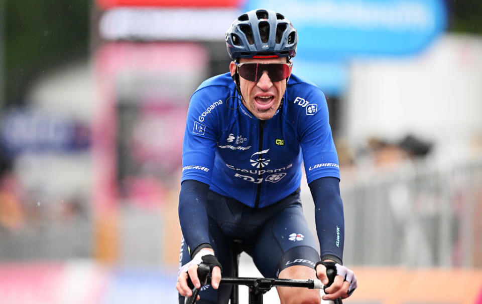 CASSANO MAGNAGO ITALY  MAY 20 Bruno Armirail of France and Team Groupama  FDJ crosses the finish line during the 106th Giro dItalia 2023 Stage 14 a 194km stage from Sierre to Cassano Magnago  UCIWT  on May 20 2023 in Cassano Magnago Italy Photo by Stuart FranklinGetty Images