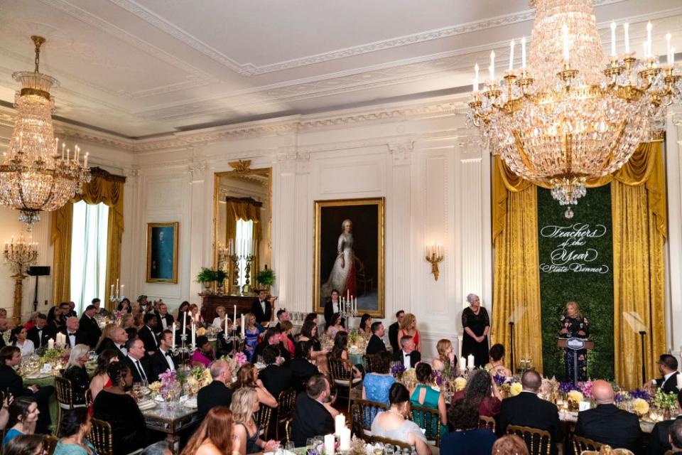 a view of the east room during the state dinner for teachers