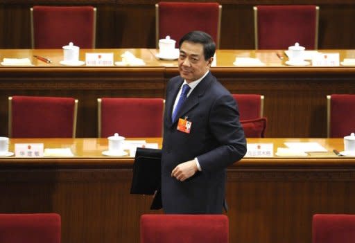 Bo Xilai leaves a meeting of the National People's Congress at the Great Hall of the People in Beijing in March 2012. Bo Xilai, the charismatic former party leader of Chongqing city, had been tipped for the very highest echelons of power in China until he was sacked from the post last month before being suspended from the Politburo on Tuesday