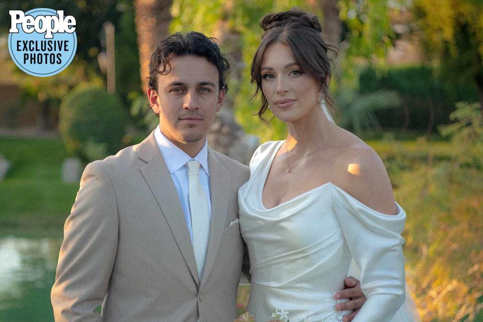 <p>Dennis Roy Coronel Photography</p> Nicky Lopez and Sydney Lamberty at their wedding private estate in Rancho Mirage, California, on Nov. 17 