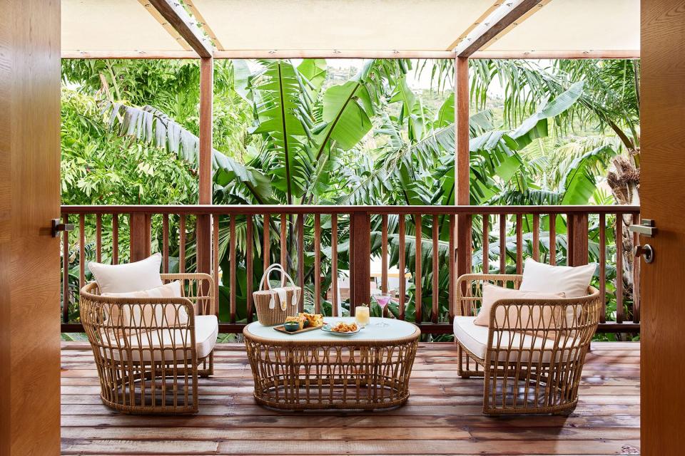 Lounge furniture on a terrace at Le Tropical Hôtel St Barth