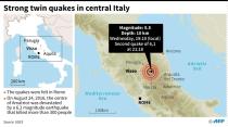 Map locating the earthquakes near the village of Visso in the central Marche region