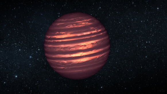 Artist drawing of a solitary brown dwarf in space, glowing feebly in visible light. Credit: NASA/JPL-Caltech