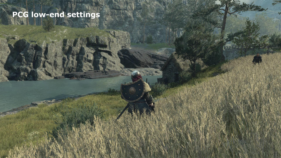 Screenshots from Dragon's Dogma 2 highlighting the visual changes that the game's graphics settings have