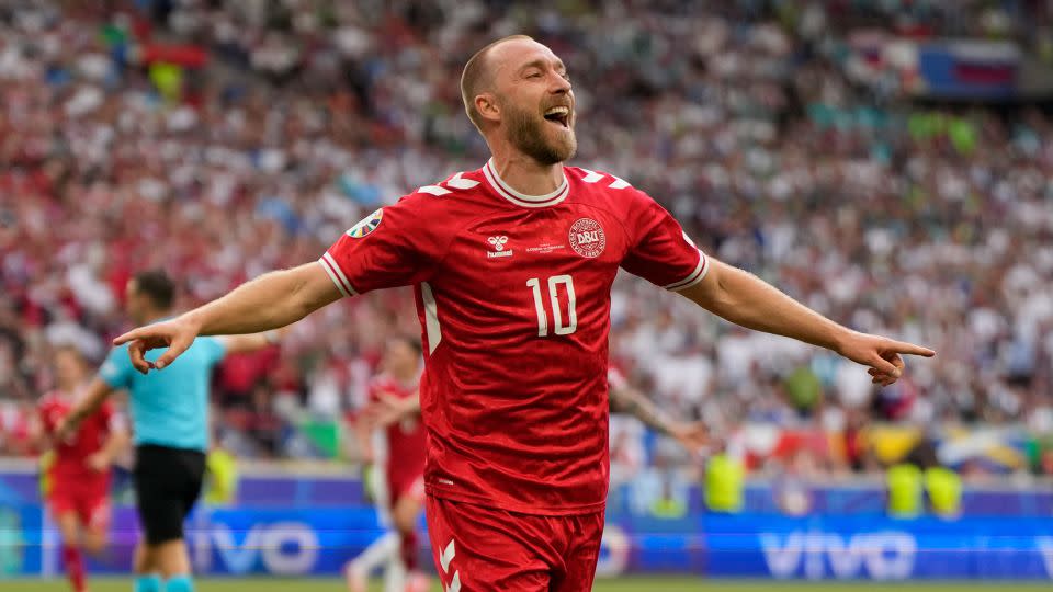 Christian Eriksen scores goal for Denmark at Euro 2024, three years