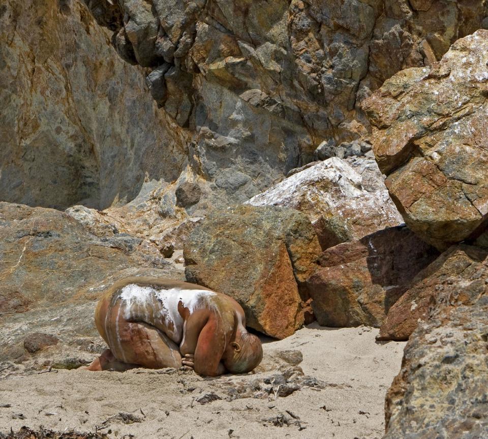 Bodypainting hat seiner Meinung nach nichts mit irgendeiner Form von Fashion-Fotografie zu tun. Für Filippo Ioco ist seine Kunst – hier eine Frau, die am Point Dume-Zuma Beach in Kalifornien kaum noch als solche zu erkennen ist – weitaus mehr. "Nachdem ich getarnte Models und meine Kunst kombiniert hatte, begann ich mich nach weiteren Konzepten umzusehen und Landschaften machten Sinn."