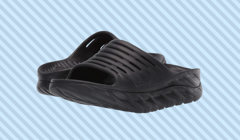 Hoka recovery slides in black