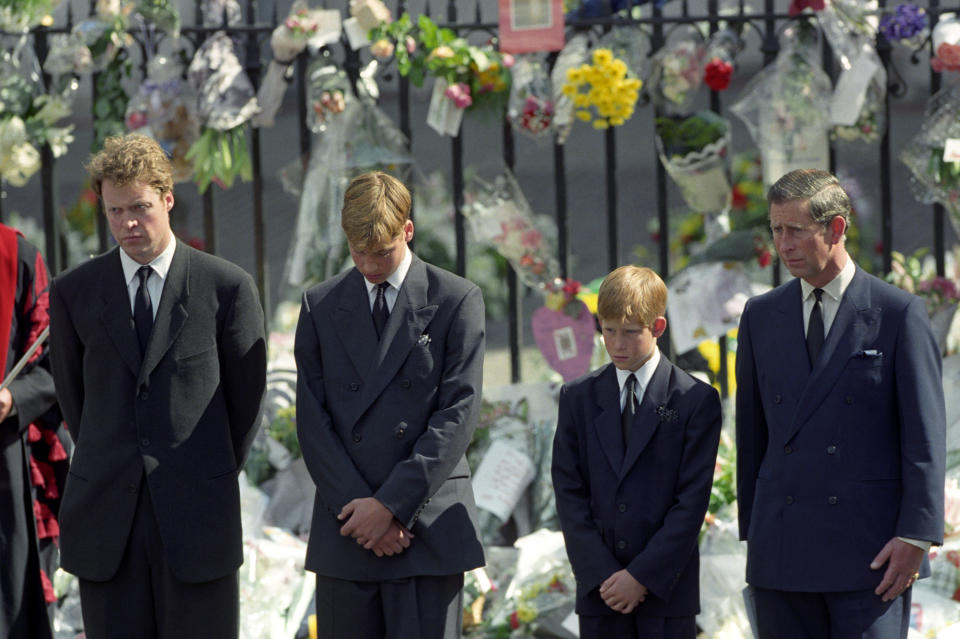 Prince William and Prince Harry stood together at the funeral for their mother, Diana, Princess of Wales, in 1997. / Credit: Adam Butler / PA Images via Getty Images