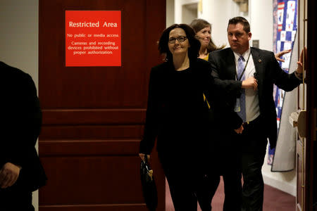 CIA Director Gina Haspel leaves after a closed intelligence briefing with House leaders on the death of Saudi dissident Jamal Khashoggi on Capitol Hill in Washington, U.S., December 12, 2018. REUTERS/Yuri Gripas