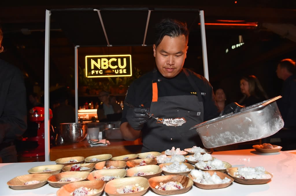 TOP CHEF -- FYC Event at NBCU FYC House -- Pictured: <span class="caas-xray-inline-tooltip"><span class="caas-xray-inline caas-xray-entity caas-xray-pill rapid-nonanchor-lt" data-entity-id="Buddha_Lo" data-ylk="cid:Buddha_Lo;pos:2;elmt:wiki;sec:pill-inline-entity;elm:pill-inline-text;itc:1;cat:MediaPersonality;" tabindex="0" aria-haspopup="dialog"><a href="https://search.yahoo.com/search?p=Buddha%20Lo" data-i13n="cid:Buddha_Lo;pos:2;elmt:wiki;sec:pill-inline-entity;elm:pill-inline-text;itc:1;cat:MediaPersonality;" tabindex="-1" data-ylk="slk:Buddha Lo;cid:Buddha_Lo;pos:2;elmt:wiki;sec:pill-inline-entity;elm:pill-inline-text;itc:1;cat:MediaPersonality;" class="link ">Buddha Lo</a></span></span>, Cheftestant from NBCU FYC House at The Aster in Los Angeles on May 21, 2023 -- (Photo by: Jordan Strauss/Bravo via Getty Images)