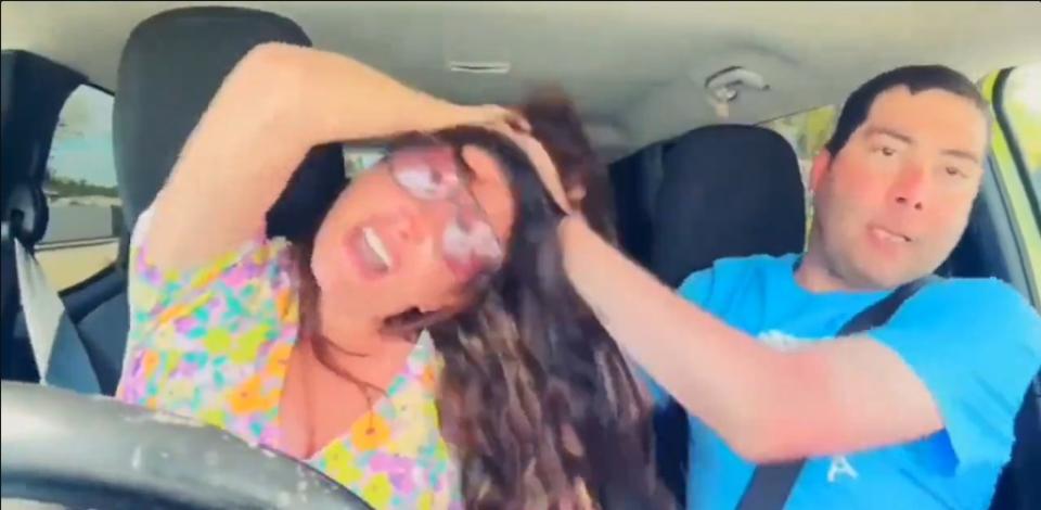 The video, which was still streaming at this point, culminated in Zscorro pulling Jordana’s hair before forcing her outside the vehicle. Elisa Jordana/Prism Live