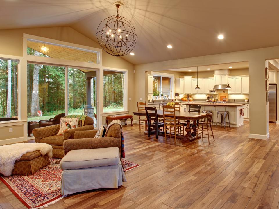 wood floor dining room chandelier home house