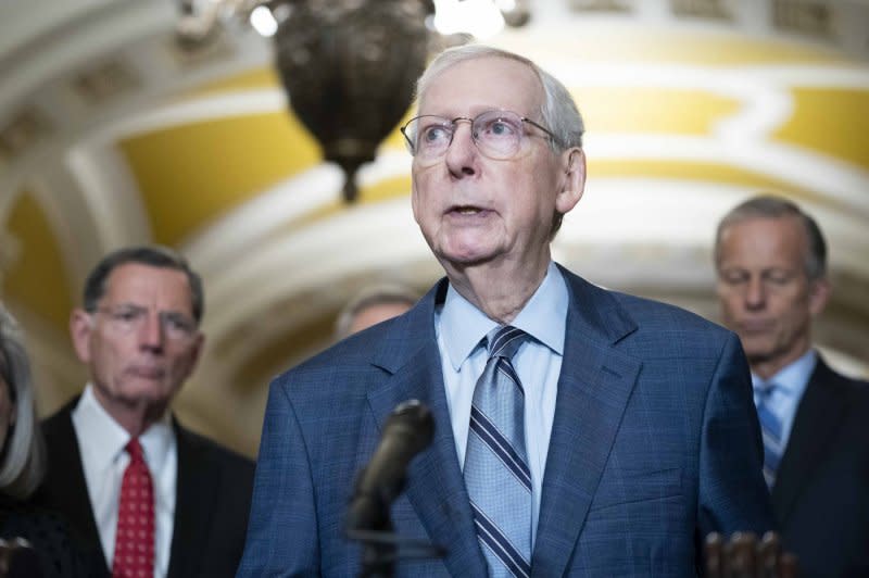 Senate Minority Leader Mitch McConnell, R-Ky., called the stopgap spending bill a "standard, responsible step forward." Photo by Bonnie Cash/UPI