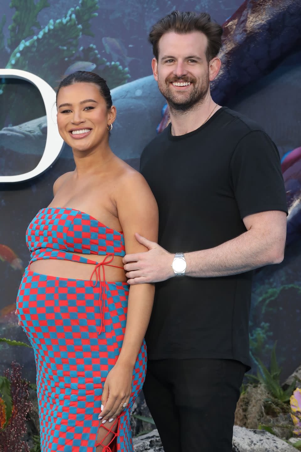 montana brown and mark o'connor attend the uk premiere of the little mermaid at odeon luxe leicester square on may 15, 2023 in london