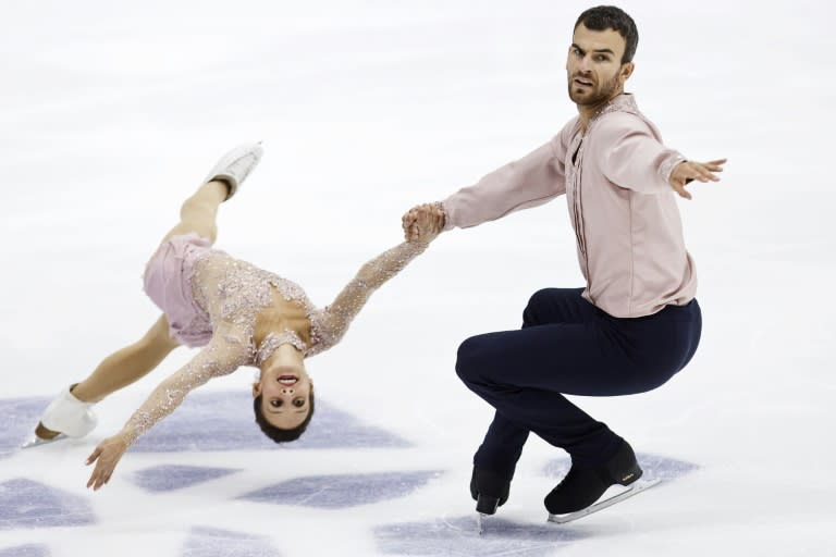 Canada's Meagan Duhamel and Eric Radford perform during the Finlandia Trophy figure skating competition, in Espoo, Finland, on October 7, 2016