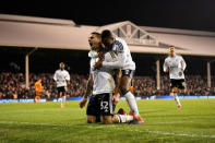 Soccer Football - Championship - Fulham vs Wolverhampton Wanderers - Craven Cottage, London, Britain - February 24, 2018 Fulham's Aleksandar Mitrovic celebrates scoring their second goal with Ryan Sessegnon Action Images/Tony O'Brien