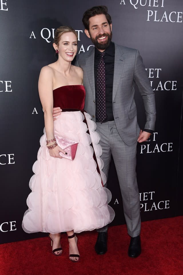 The couple supported their pals, Emily Blunt and John Krasinski, at the premiere of ‘A Quiet Place' in NYC.