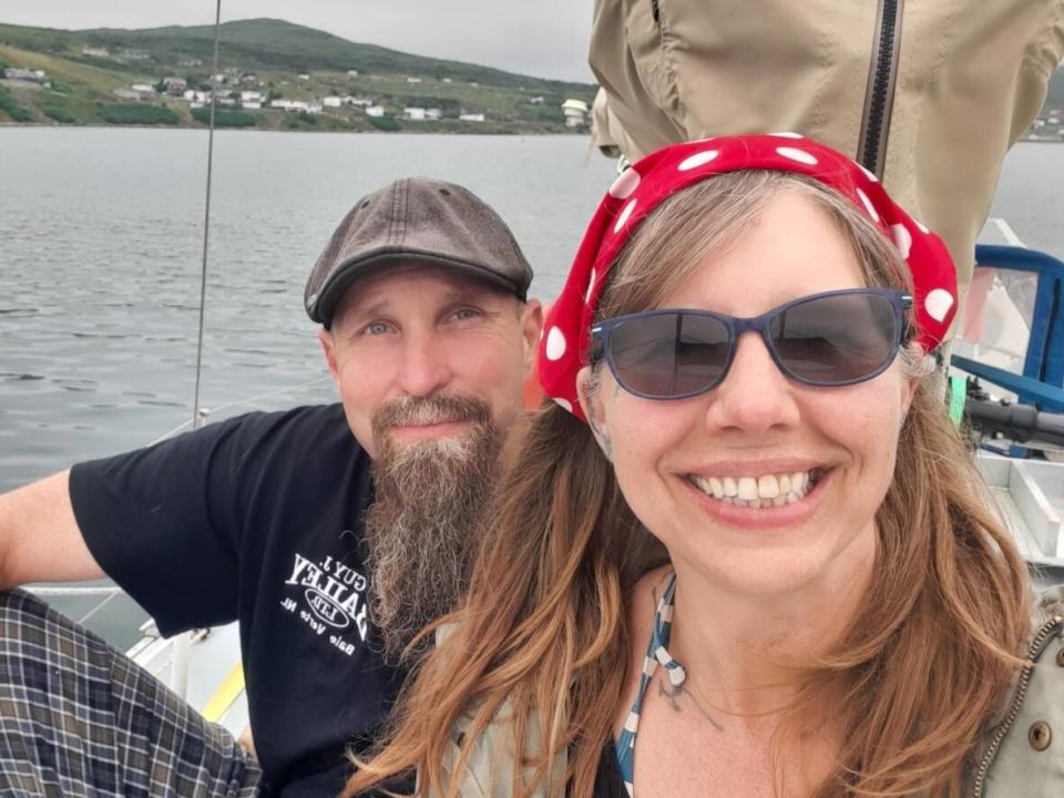 Isaac and Martine Blue set out in their sailboat to follow the route of Farley Mowat, filming a television series along the way. (Submitted by Martine Blue - image credit)