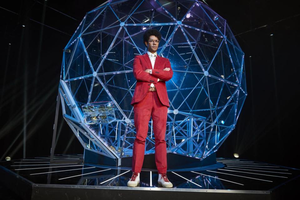 Richard Ayoade pictured on the new set of The Crystal Maze (Channel 4)